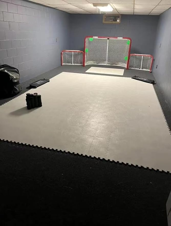 Potent Skateable Synthetic Ice Hockey Tiles (10-Pack, 21.6 SQFT) – Artificial Ice Rink Tiles for Home Hockey Training – Easy Interlocking Assembly, Expandable Design, Durable Self-Lubricating Surface