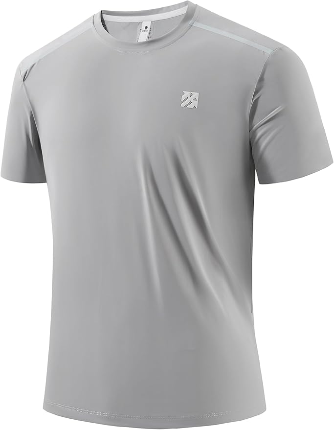 Mens Seamless Workout T-Shirts Lightweight Moisture Wicking Running Hiking Camping Tennis Pickleball Shirts for Men