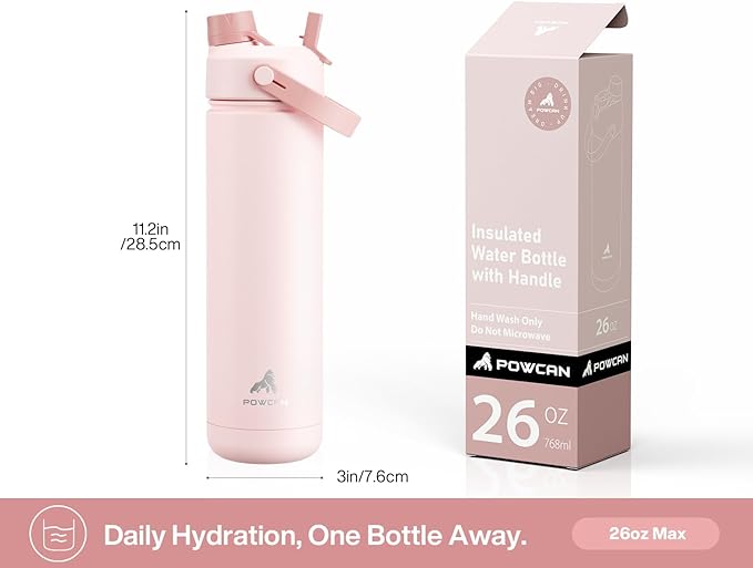 26 oz Insulated Water Bottle with 2-in-1 Straw and Spout Lid, Keep Cold 24H, Leak-Proof, Fits in Car Cup Holder, Stainless Steel Water Bottle for Sports, Travel, Gym and School (Ocean Carnival)