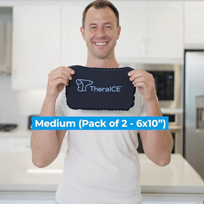 TheraICE PROpack Ice Pack for Injuries, Reusable Soft Multipurpose Cold Gel Ice Pack for Muscular Back Pain, Shoulder, Hip, Knee - Flexible Cold Compress Wrap for Minor Aches & Pains - 6 x 10-2 Pack