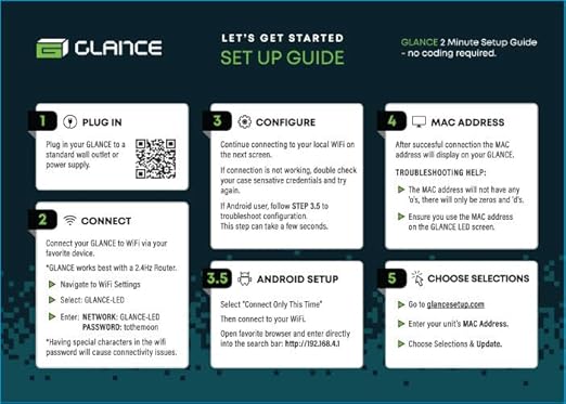 Glance LED Ticker - Customizable LED Display Sports Ticker, LED Display for Man Cave, Stock Market Ticker Display, Sports Score Retro Smart Pixel Display, Weather Display - 10.5"x5.5" Made in USA