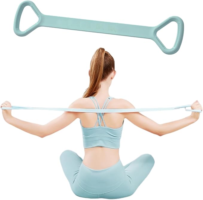 Figure 8 Resistance Band, Arm Back Shoulder Exercise Elastic Rope Stretch Fitness Band, Foot, Leg, Hand Stretcher, Arm Exerciser for Yoga Pilates Stretching Physical Therapy, Home Gym Workout
