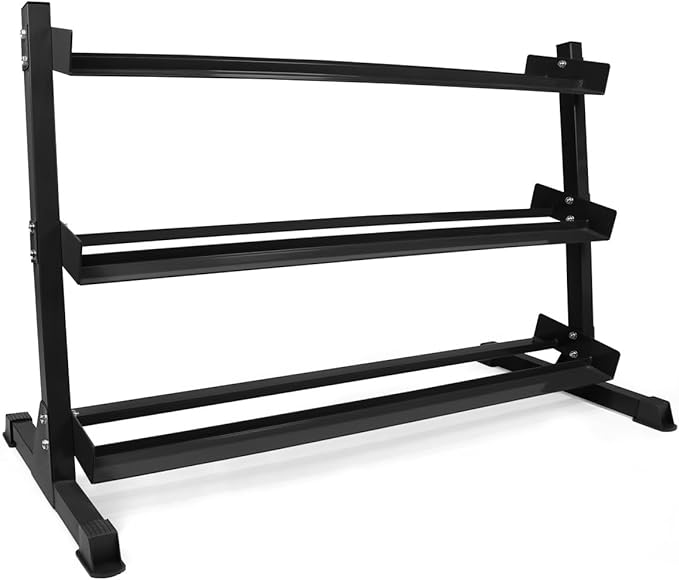 WF Athletic Supply Heavy-Duty Dumbbell Rack Stand, Weight Rack for Home Gym, Weight Holder, Available Sizes for Storage 5-50LB or 5-75LB Dumbbell Pairs, Black/Red/Green/Blue, RACK ONLY