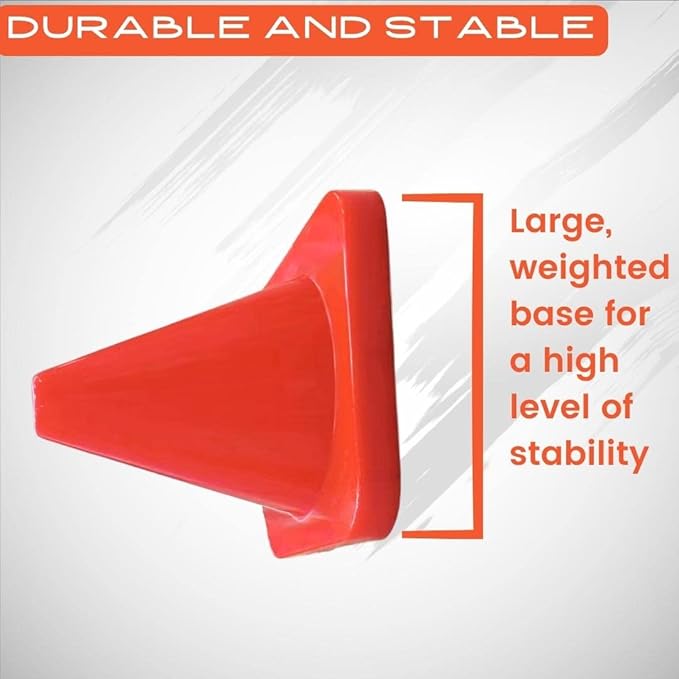 6, 9, 12, 18, 28 Inch Sports Training Traffic Cones - Durable Orange Cones for Soccer, Football, Basketball, Agility Drills, Parking, Safety, Road Use (Set of 12)