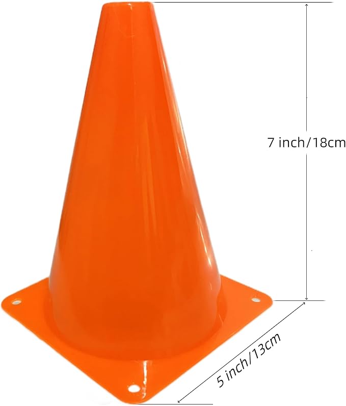 24 Pcs 7 Inch Plastic Traffic Cones, Basketball Football Drills, Skating, Sport Training Agility Markers, Indoor Outdoor Games, Multicolor