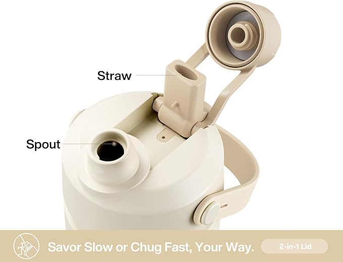 26 oz Insulated Water Bottle with 2-in-1 Straw and Spout Lid, Keep Cold 24H, Leak-Proof, Fits in Car Cup Holder, Stainless Steel Water Bottle for Sports, Gym, Travel, and School (Mousse)