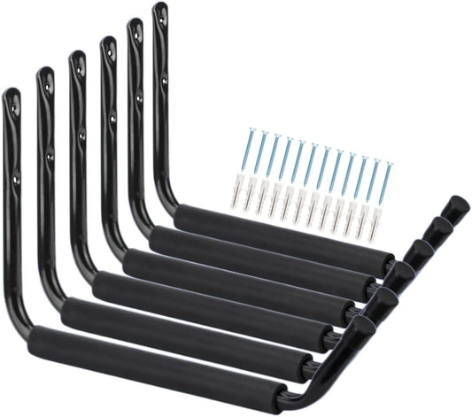 Heavy Duty 13 Inches Jumbo Arm Indoor Outdoor Storage Wall Hooks, Garage and Garden Steel Organizer Rack, 6 Pack Garage Storage Hooks