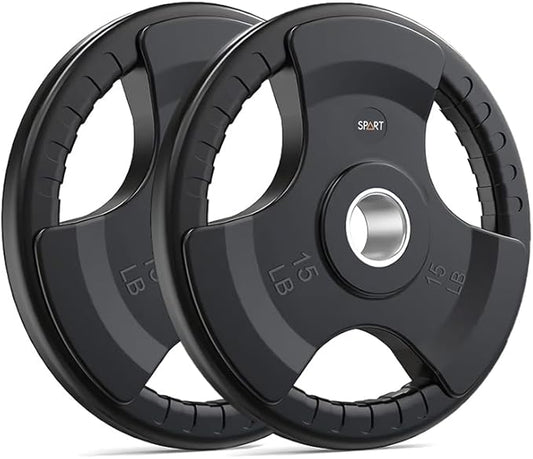 SPART Weight Plate 2-Inch Rubber Coated Olympic Grip Plate for Barbell,Solid Cast Iron Weight Plates in Pairs or Single for Strength Training,Weightlifting,Crossfit,Home Gym(5LB/10LB/25LB/35LB/45LB)