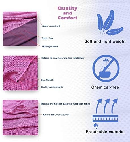 4 Pack Cooling Towels 40" x 12" - Instant Cooling Relief for Golf, Fitness, Camping, Hiking, Yoga, Pilates - Premium Quality, Portable Design