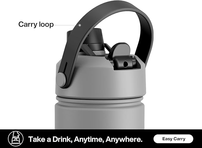 26 oz Insulated Water Bottle with 2-in-1 Straw and Spout Lid, Keep Cold 24H, Leak-Proof, Fits in Car Cup Holder, Stainless Steel Water Bottle for Sports, Travel, Gym, and School (Obsidian)