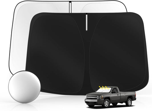 Windshield Sun Shade for Ch-evro-let/Chevy Silverado 1500 1500HD 1999-2006 Foldable Sunshade Custom Fit Front Window Car Interior Accessories Protector Blocks UV Rays