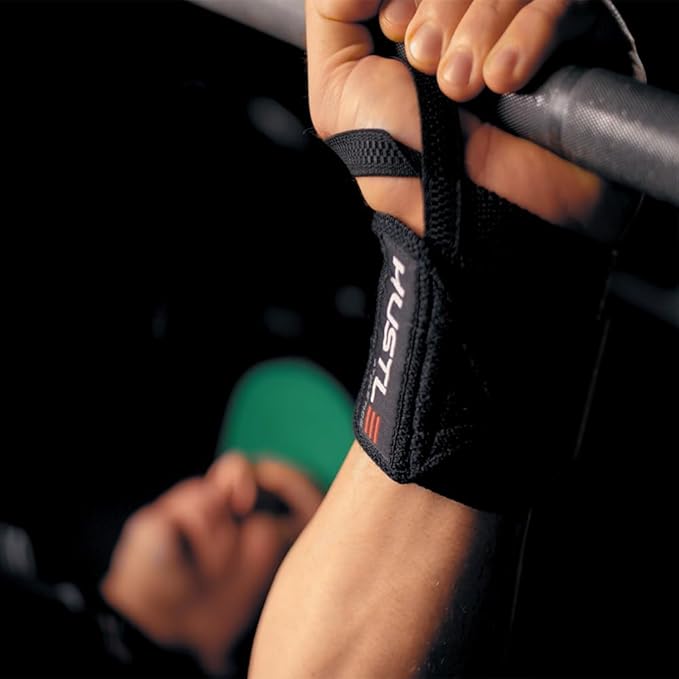 Hustle Athletics Wrist Wraps for Weightlifting – Max Wrist Support for Safe & Heavy Lifts, USPA Approved 18" & 12" Lengths, Thumb Loop Gym Straps for Powerlifting & Weight Lifting for Men and Women