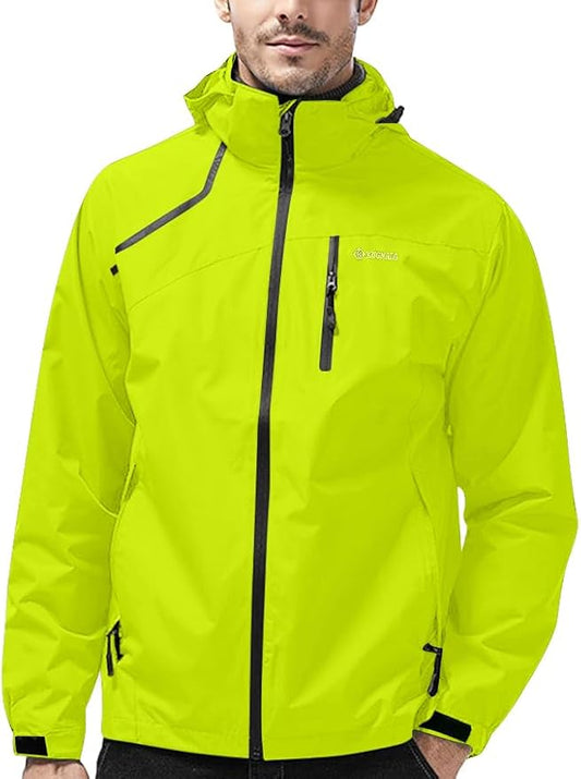 Mens Lightweight Waterproof Jacket Windproof Rain Hooded jackets for Running Hiking Cycling Travel M-7XL