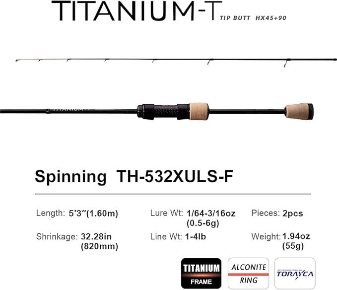 PURELURE Titanium-T Ultralight Fishing Rod Spinning & Casting for Trout Panfish, Carbon Fiber BFS Rod 2Pcs, Titanium Tip & Guides, Cork Handle, 5-6ft Stream Rod XUL Power, Fast/Moderate Fast Action