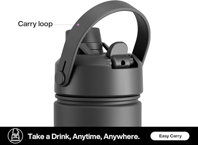 26 oz Insulated Water Bottle with 2-in-1 Straw and Spout Lid, Keep Cold 24H, Leak-Proof, Fits in Car Cup Holder, Stainless Steel Water Bottle for Sports, Travel, and School (Dark Knight)