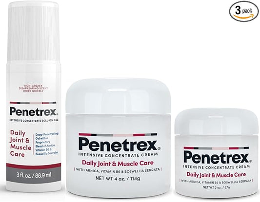 Penetrex Joint & Muscle Therapy Trio - Soothing Comfort for Back, Neck, Hands, Feet - Premium Whole Body, Rub with Arnica, Vitamin B6 MSM & Boswellia - 2oz, 3oz, 4oz