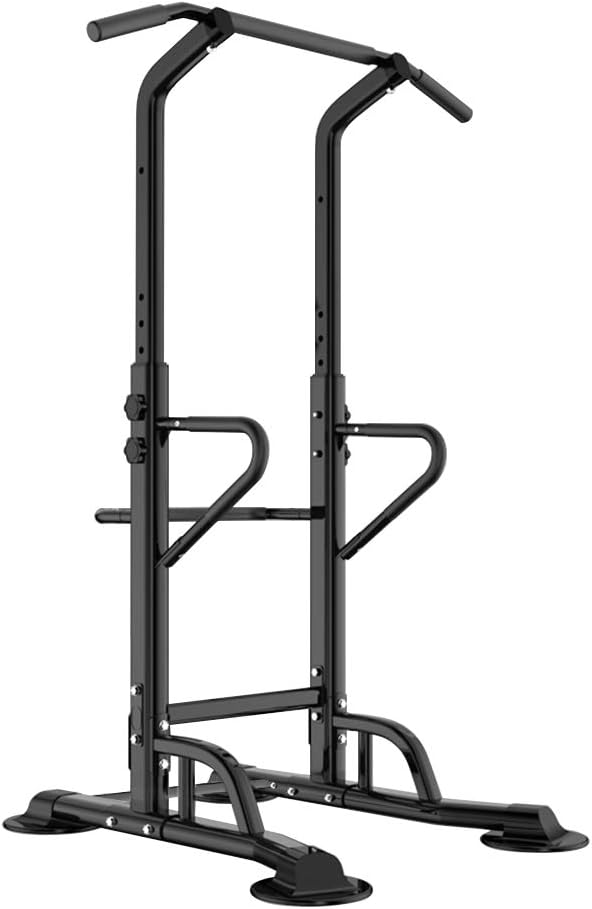 sogesfurniture Tower Adjustable Height Pull Up and Dip Station Multi-Function Home Strength Training Fitness Workout Station Sturdy Chin-Up Bar Stand Dip Station