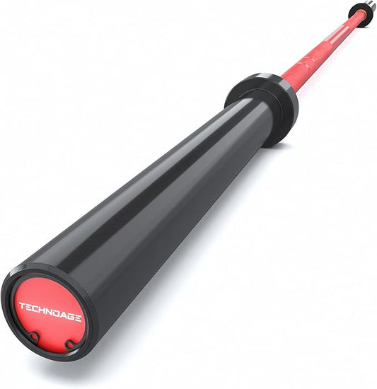 TECHNOAGE 7FT Olympic Barbell Olympic Bar Solid Chrome Barbell 700LBS Load Capacity(2-Inch Plate) for Weightlifting, Squats, Dead-Lifts, Presses, and Lunges