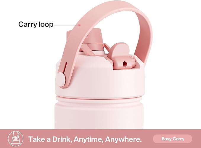 26 oz Insulated Water Bottle with 2-in-1 Straw and Spout Lid, Keep Cold 24H, Leak-Proof, Fits in Car Cup Holder, Stainless Steel Water Bottle for Sports, Travel, and School (Fluttering Amour)