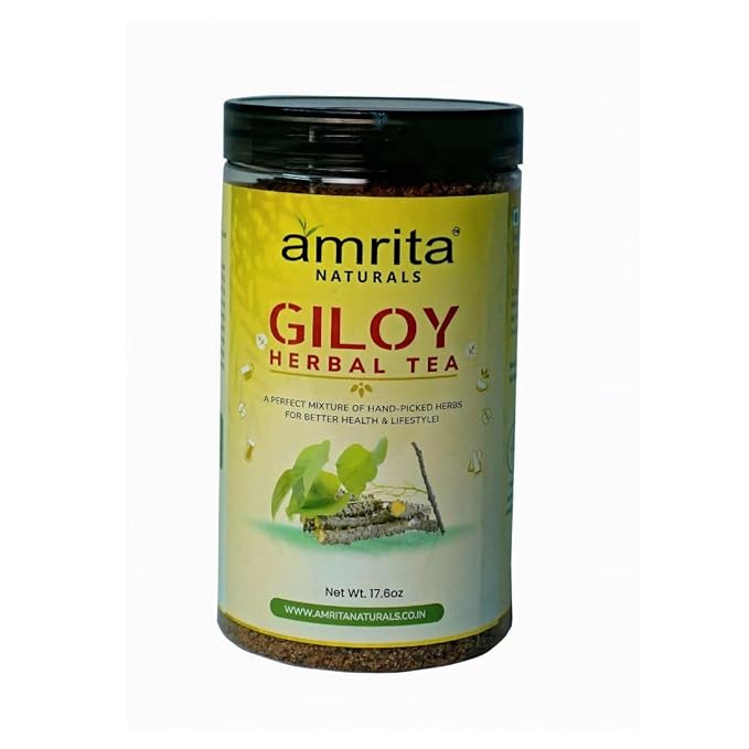 Amrita Naturals Giloy Guduchi Instant Herbal Tea – Pack of 2 (1.10 lb / 500g Each) | Tinospora Cordifolia Blend | Caffeine-Free & Vegan | Natural Flavor | No Artificial Colors or Preservatives