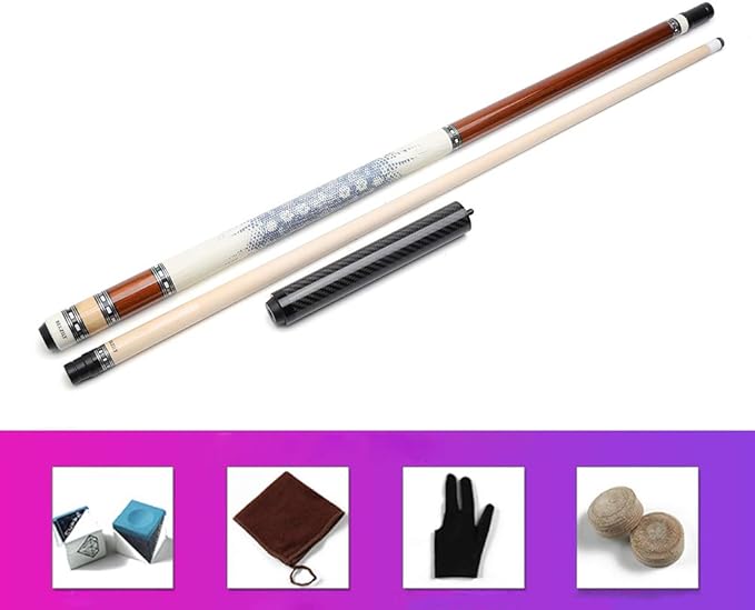 2-Piece Pool Cue Stick + Pool Cue Case with Carbon Extension