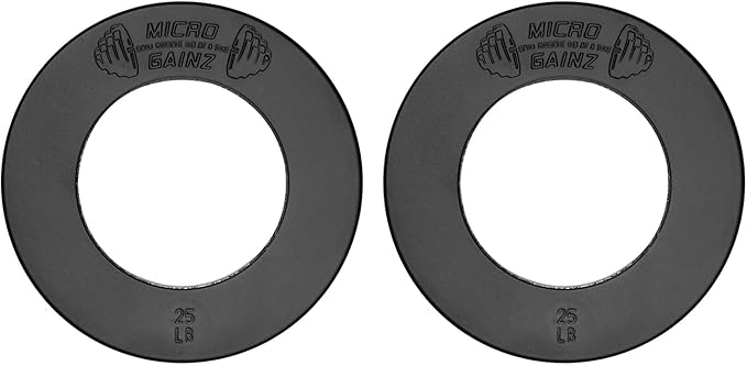 Micro Gainz Calibrated Fractional Weight Plate Set of 2 Plates, Choose Set (.25LB-1.25LB), Designed for Olympic Barbells for Strength Training & Micro Loading Bar Weights, Made in USA