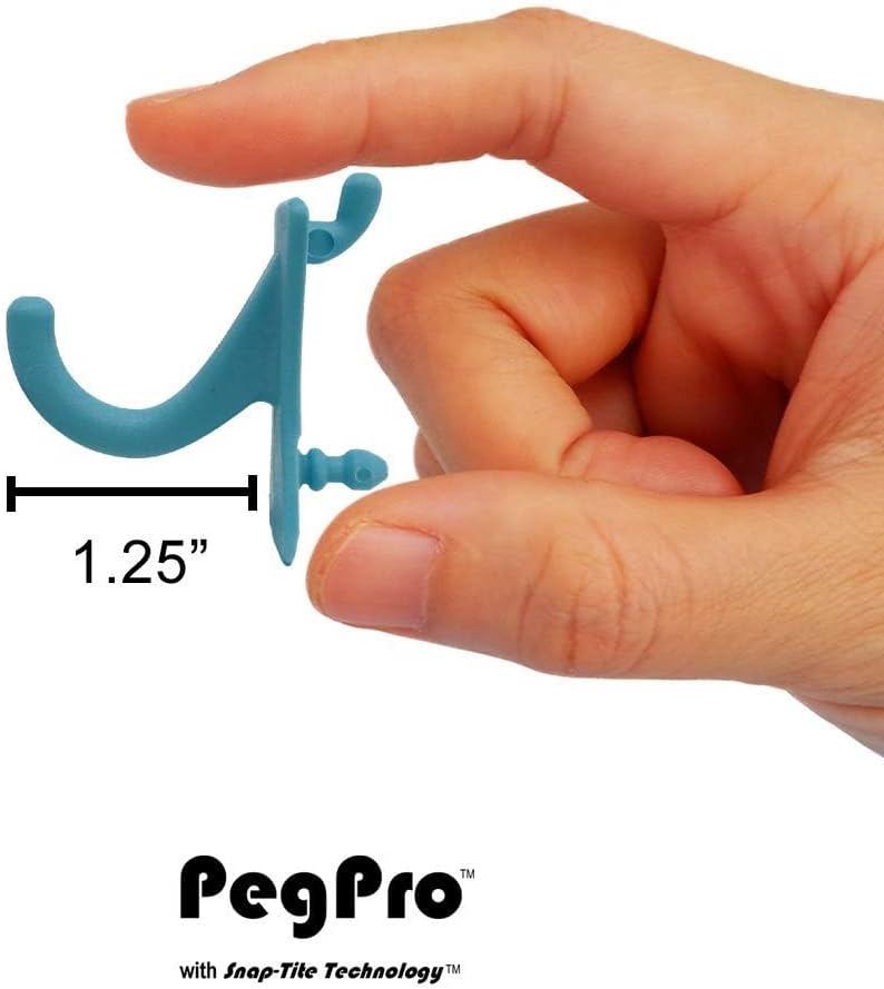 PegPro® J Hooks Kit for Standard “Wood Fiber” pegboard – Durable Plastic Pegboard Hooks - for Garage, Kitchen, Craft Room, and More (J Hook - 24 Pack, Caribbean)