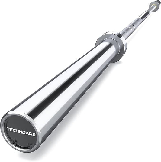 TECHNOAGE 7FT Olympic Barbell Olympic Bar Solid Chrome Barbell 700LBS Load Capacity(2-Inch Plate) for Weightlifting, Squats, Dead-Lifts, Presses, and Lunges