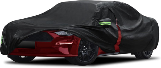 Migaven 6 Layers Car Cover Custom Fit for Ford Mustang 1994-2025, for Chevy Camaro 2010-2025, Waterproof Full Exterior Cover Rain Sun Protection with Door Zipper & Inner Cotton