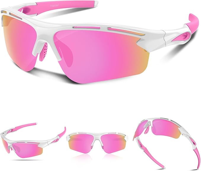 Polarized Sports Sunglasses for Men Women,UV400 Protection Sunglass for Running Cycling Fishing Hiking TR90