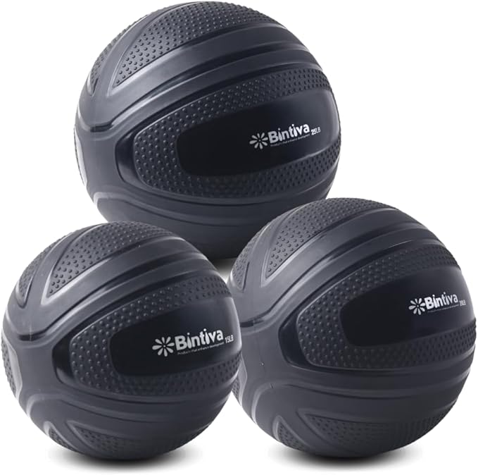 bintiva Non Bounce Slam Ball - Exercise Weighted Deadball for Workout and Fitness Routines - Medicine Dead Weight Ball