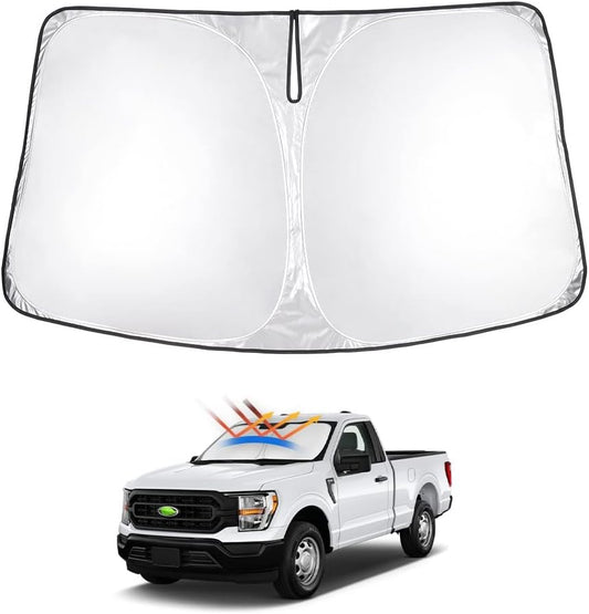 T TGBROS Windshield Sun Shade for Ford F150 2015-2020 Accessories Foldable Sun Shield Front Window Sunshade Cover Sun Visor Cover Block Heat and Sun Protection
