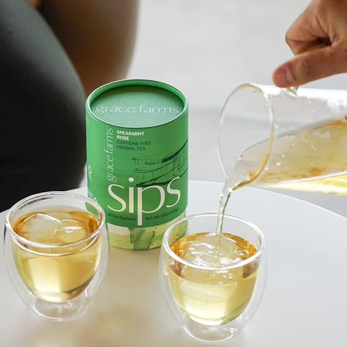 Grace Farms Organic SPEARMINT ROSE Herbal Tea (16 Pyramid Sachets) | Naturally Sweet, Stress Relieving and Caffeine Free | Organic, Fair Trade and Kosher Certified | Delicious Iced Tea | Gives Back 100% of Profits