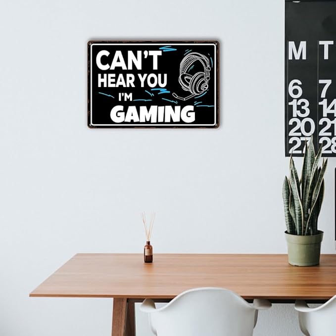 Game Room Sign Gamer Room Wall Decor Can't Hear You, I'm Gaming Signs Funny Gamer Tin Sign Gaming Decor For Boys Bedroom Teen Boy Room Decor Gaming Posters Gifts 8x12 Inches