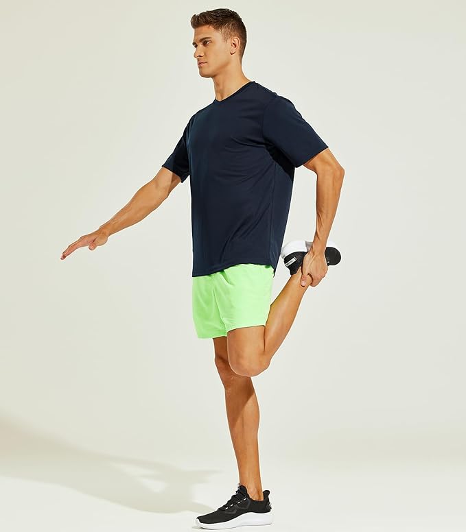 MIER Men's Quick Dry Workout Shirts Moisture Wicking Running Athletic Performance T-Shirts Recycled Polyester Top Tee