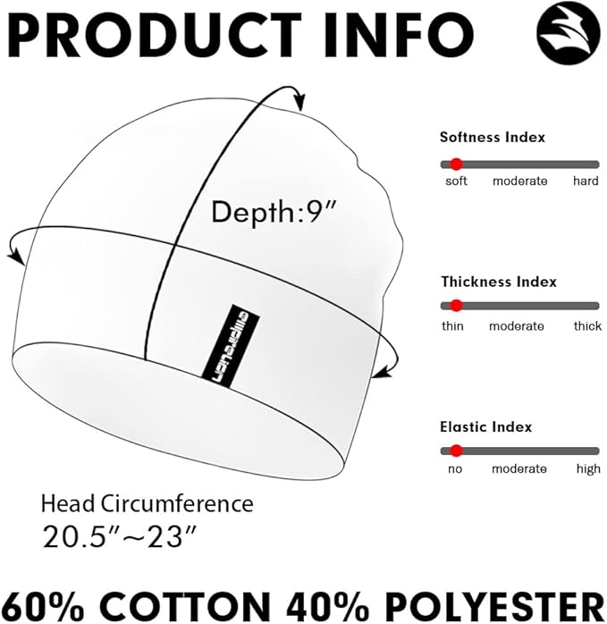 9" Multifunctional Lightweight Beanies Hats Snug Fitting, Running Skull Cap Helmet Liner Sleep Caps