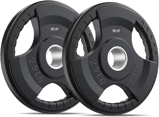 SPART Weight Plate 2-Inch Rubber Coated Olympic Grip Plate for Barbell,Solid Cast Iron Weight Plates in Pairs or Single for Strength Training,Weightlifting,Crossfit,Home Gym(5LB/10LB/25LB/35LB/45LB)