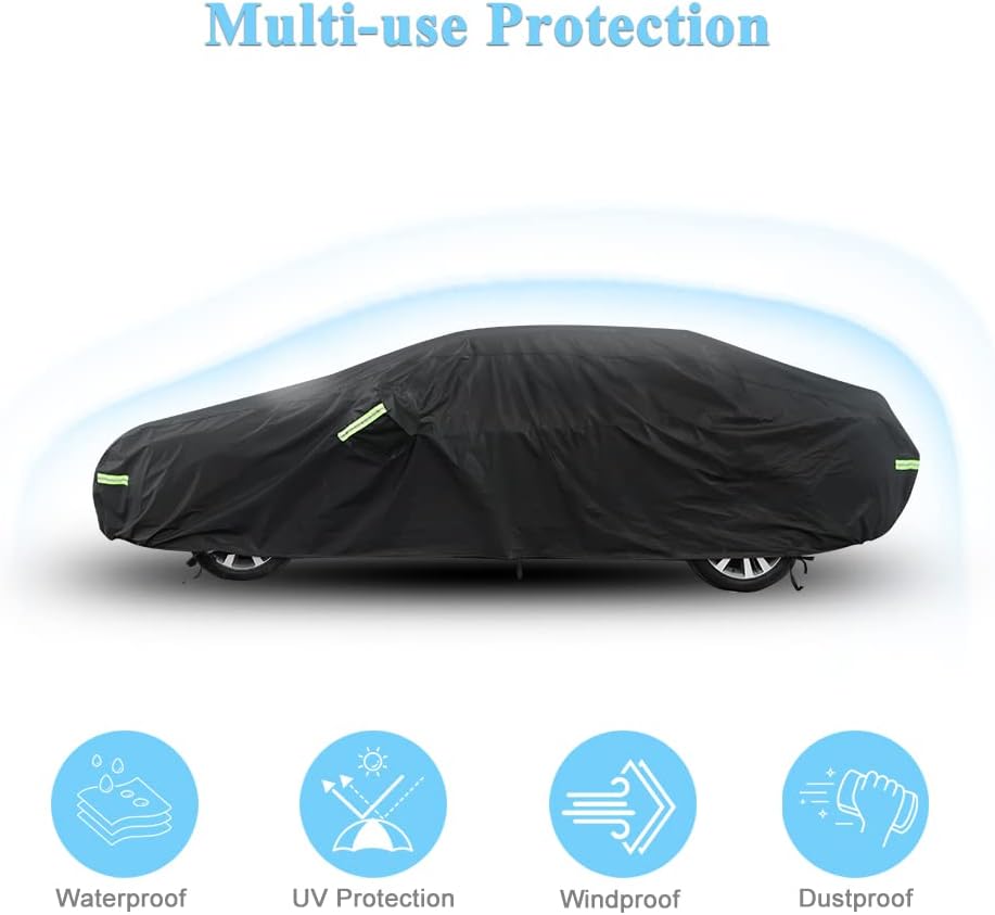Car Cover Custom Fit for Honda Civic, Waterproof All Weather Full Exterior Sedan Cover Rain Snow UV Protection Cover with Door Zipper