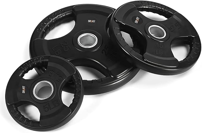 SPART Weight Plate 2-Inch Rubber Coated Olympic Grip Plate for Barbell,Solid Cast Iron Weight Plates in Pairs or Single for Strength Training,Weightlifting,Crossfit,Home Gym(5LB/10LB/25LB/35LB/45LB)