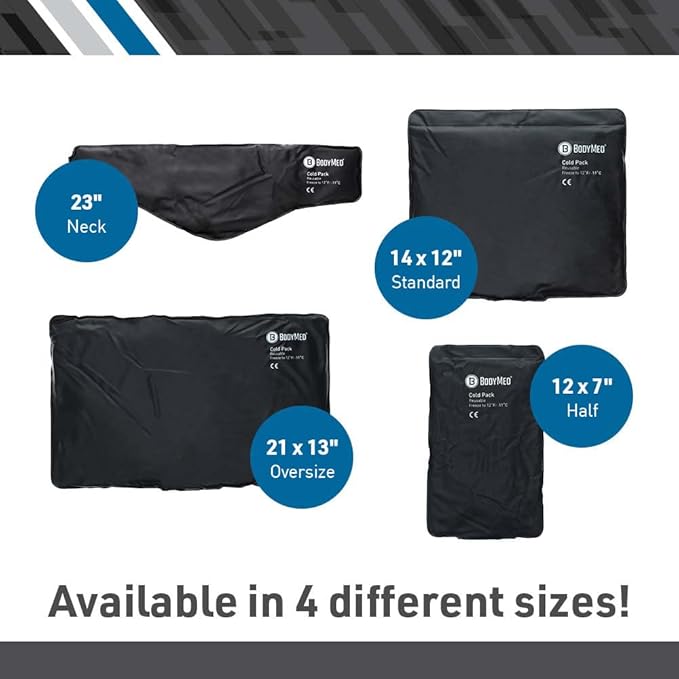 BodyMed Heavy Duty Reusable Urethane Ice Pack for Knee, Arm, Elbow, Shoulder, Back - Professional Grade Cold Therapy for Injuries, Aches, Swelling, Bruises, Sprains - 12 in. x 7 in. (Half)