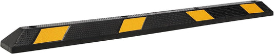1-Pack 72" Rubber Parking Curb, Heavy Duty Long Garage Floor Wheel Stopper with Highly Visible Yellow Reflective Stripes, Car Parking Bumpers for Truck, RV, Trailer