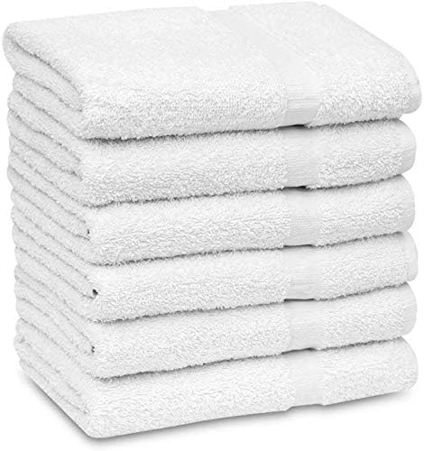 GOLD TEXTILES 48 White Economy Bath Towels Bulk (24x48 Inch) Cotton Blend for Softness-Commercial Grade Easy Care
