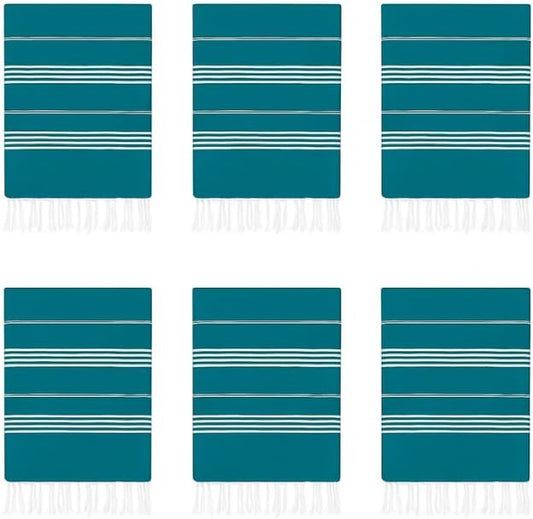 HAVLULAND Turkish Beach Towels Oversized -100% Turkish Cotton Super Soft Lightweight - Absorbent and Quick Drying Bath Towel - Sand Free Beach Towel - Turkish Towels for Adults (Teal, 12 Pack)