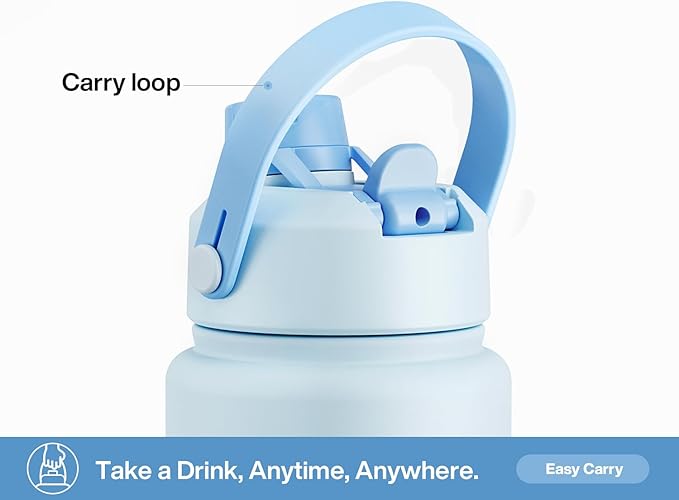 32 oz Insulated Water Bottle with 2-in-1 Straw and Spout Lid, Keep Cold 24H, Leak-Proof, BPA-Free, Double Wall Stainless Steel Water Bottle for Sports, Gym, Travel, and School (Sea Breeze)