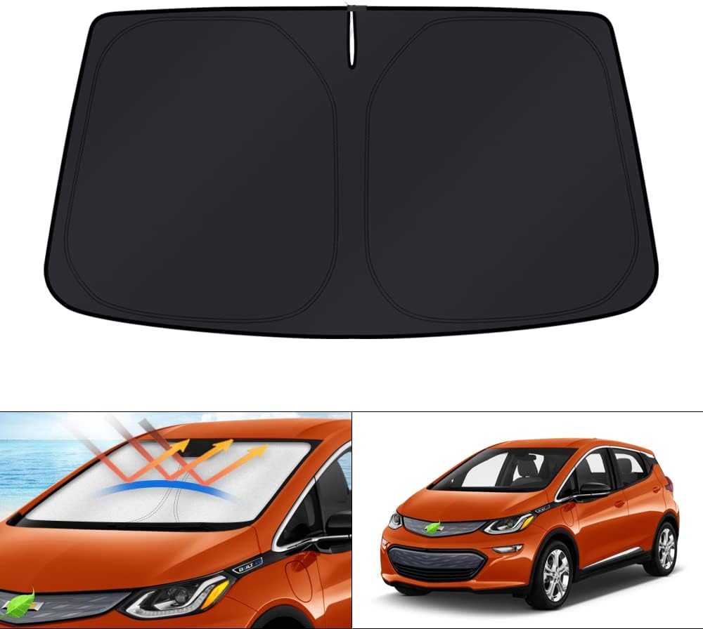 KUST Windshield Sun Shade for 2017-2024 Chevrolet Bolt EV Hatchback Accessories (NOT for Chevy Bolt EUV) Window Sunshade Sun Visor Protector Foldable Blocks UV Rays Keep Your Car Cooler
