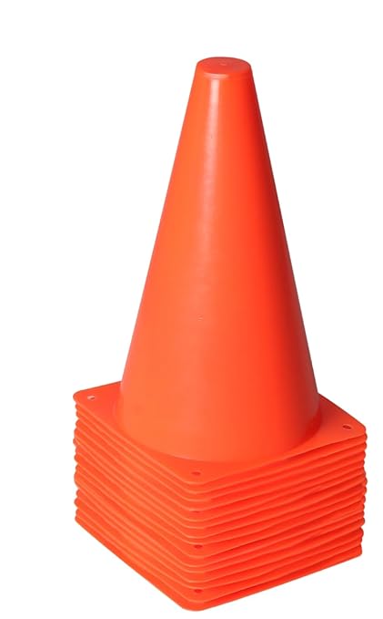 Alyoen 9 inch Orange Traffic Cones, Plastic Sport Cones, Soccer Training Cones for Outdoor Activity & Festive Events (Sets of 10/15/ 20)