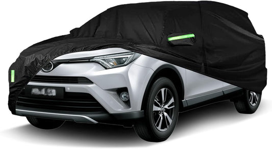 Toyota RAV4 Car Cover Waterproof All Weather for Automobiles, 2013-2023 Toyota RAV4, with Windproof Strap and Driver Door Zipper，Weather Waterproof Sun Rain UV Dust Snow Protection