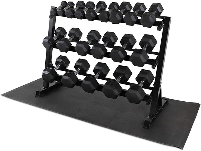WF Athletic Supply Heavy-Duty Dumbbell Rack Stand, Weight Rack for Home Gym, Weight Holder, Available Sizes for Storage 5-50LB or 5-75LB Dumbbell Pairs, Black/Red/Green/Blue, RACK ONLY