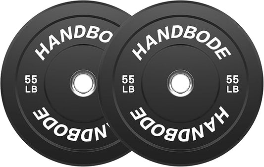 Colored Bumper Weight Plates Olympic Weight Plate Set 2-Inch, 10/15/20/25/35/45/55 lb Barbell Weight Plates Set for Home Gym, Rubber Strength Training Weights Plates for Weight Lifting