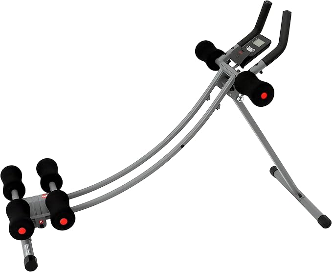 Sunny Health & Fitness Waist Trainer Ab Roller with Elbow Support, Training Wheels, Foldable for Home Gym, Abdominal Exercises, Core Strength, Glute Trainer, Crunch Workouts with Optional Dip Station